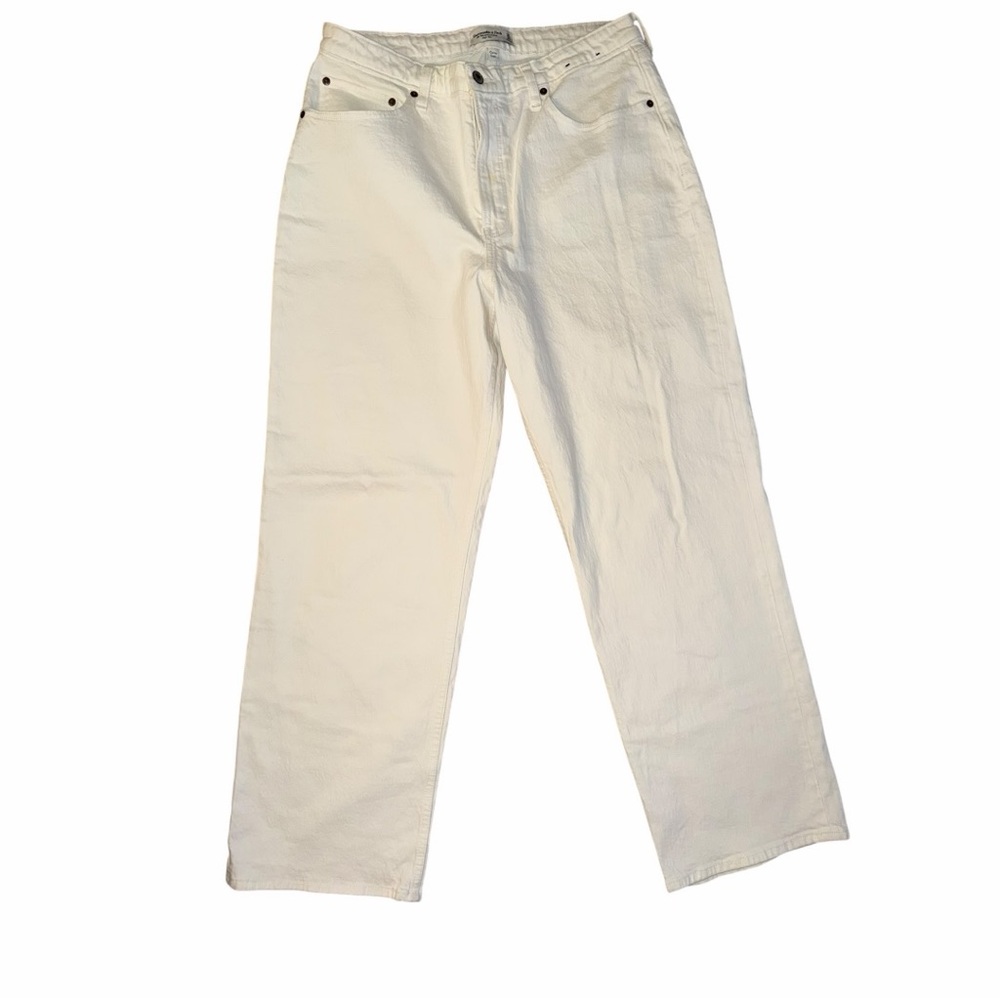 Abercrombie & Fitch White High-Rise Straight Jeans